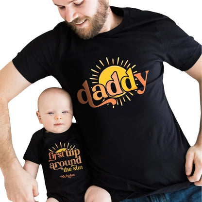 First Trip Around The Sun Matching 1st Birthday Family T Shirts, Custom Sun First Birthday Shirts For Family ET0319