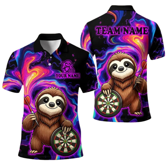 Custom Funny Solth Dartboard Darts Polo Shirt For Men, Custom Sloth Darts Team Shirts DE0075