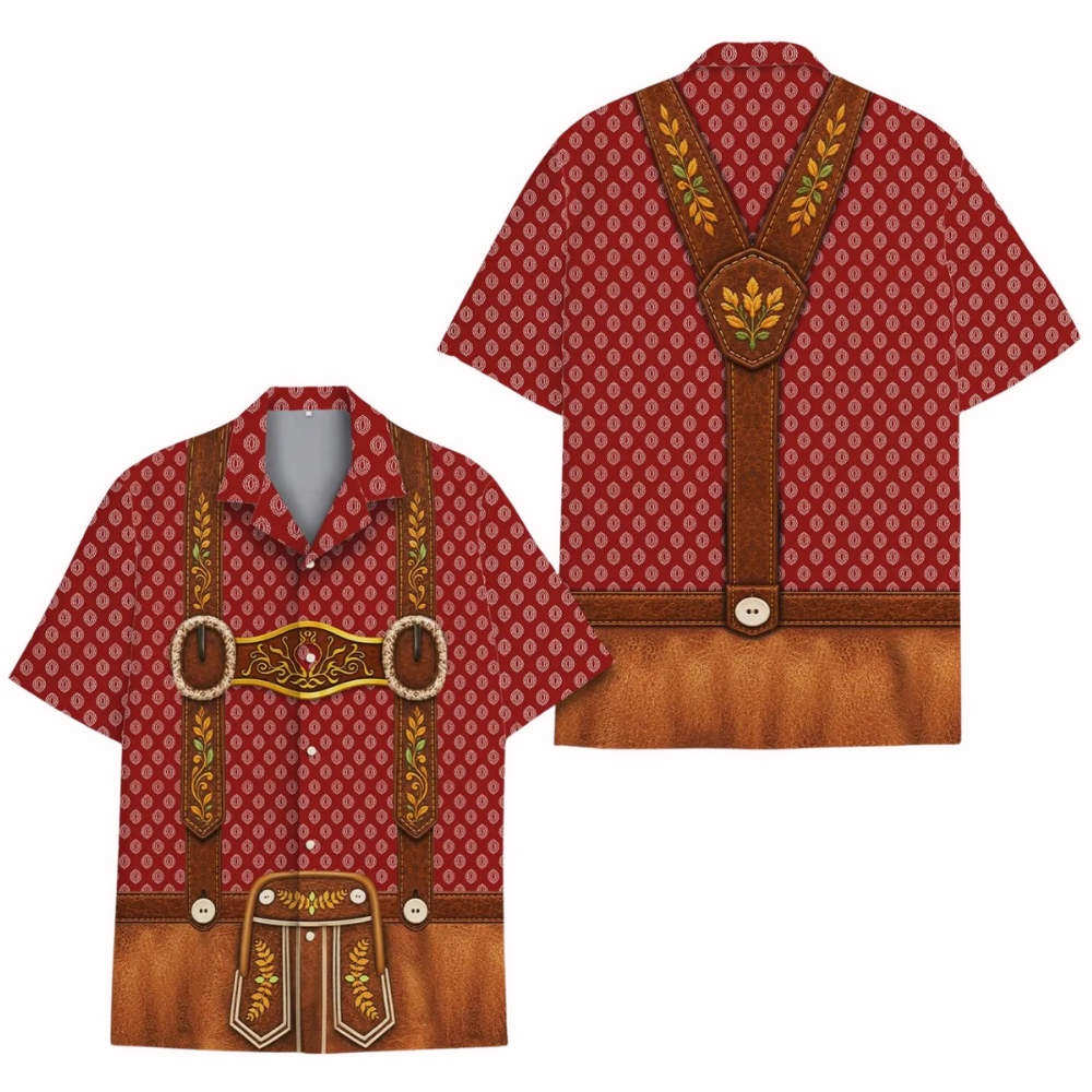 Oktoberfest Lederhosen Costume Hawaiian Shirt For Men, Oktoberfest Hawaiian Shirt HE0789