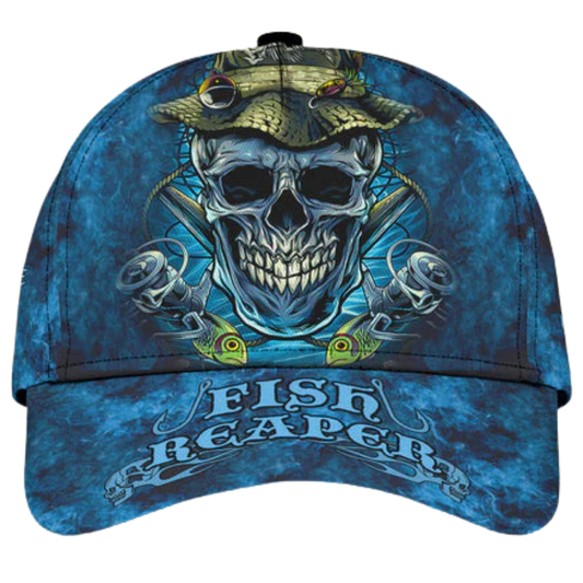 Fishing Reaper Custom Name Baseball 3D Cap, Custom Skull Fishing Cap CP0548
