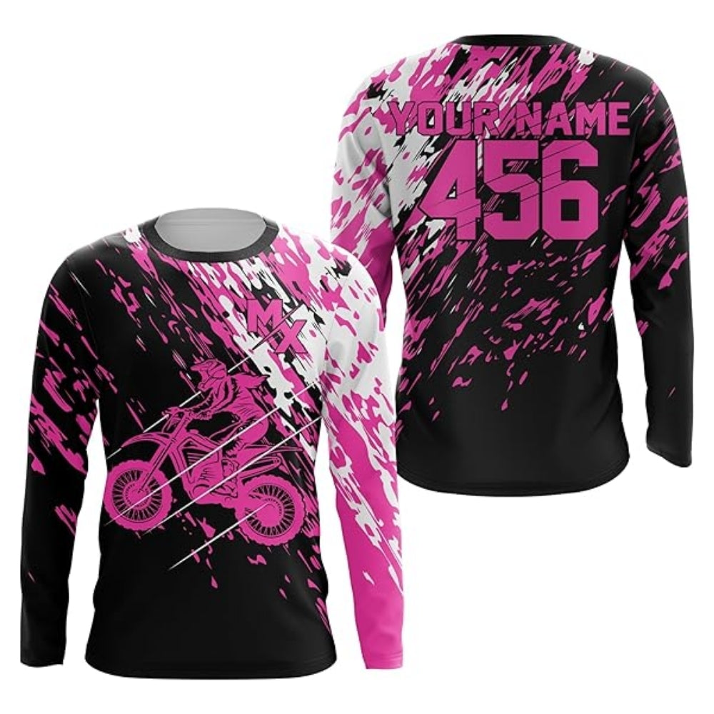Personalized MX Racing Dirt Bike Purple Long Sleeve Shirt For Men, Custom Motocross Jerseys MZ0040