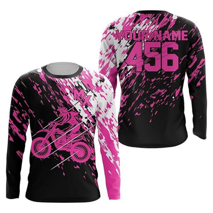 Personalized MX Racing Dirt Bike Purple Long Sleeve Shirt For Men, Custom Motocross Jerseys MZ0040
