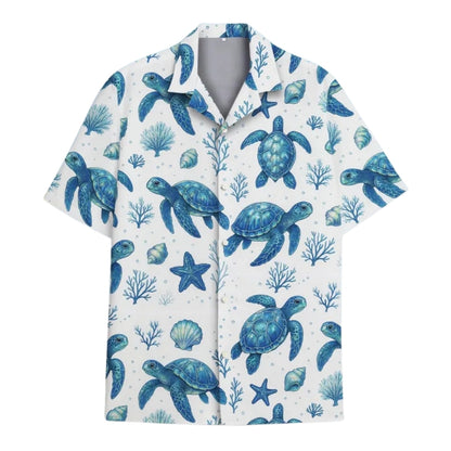 Turtle Blue And White Hawaiian Shirt For Men Women, Turtle Lover Hawaiian Shirts HE0306