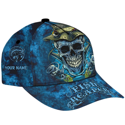 Fishing Reaper Custom Name Baseball 3D Cap, Custom Skull Fishing Cap CP0548