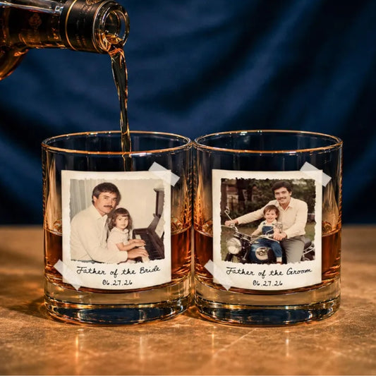 Custom Photo Father Of The Groom Bride Whiskey Glass, Custom Father Of The Couple Wedding Glass WD0360