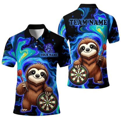 Custom Funny Solth Dartboard Darts Polo Shirt For Men, Custom Sloth Darts Team Shirts DE0075