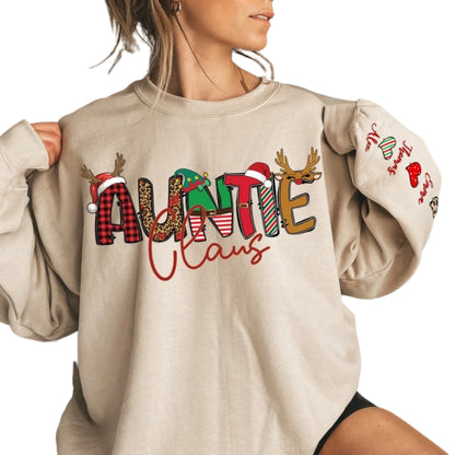 Custom Auntie Claus Sweatshirt, Custom Auntie Christmas Sweatshirt 2D0417