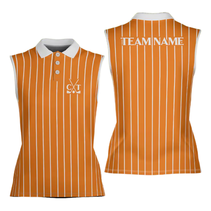 Custom Green Pink Womens Sleeveless Golf Shirt, Custom Team Golf Shirt For Women GE0571