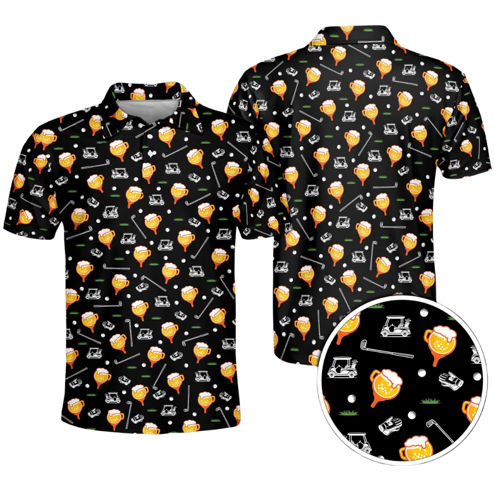 Custom Photo Beer Golf Polo Shirt For Men, Custom Face Golf Shirts For Beer Lover GE0592