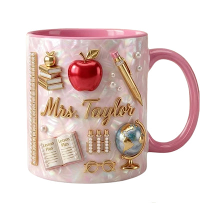 Custom Teacher 3D Printed Coffee Mug With Name, Personalized Mug For Teachers ET0108