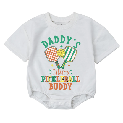 Daddy's Future Pickleball Buddy Baby Bubble T Shirt Romper, Pickleball Lover Baby Romper BB0055