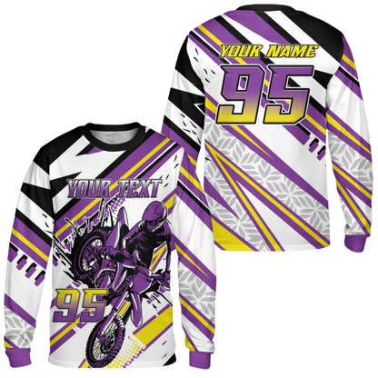 Custom Red And White Motocross Jersey Long Sleeve For Men, Custom Dirt Bike Jerseys MZ0106
