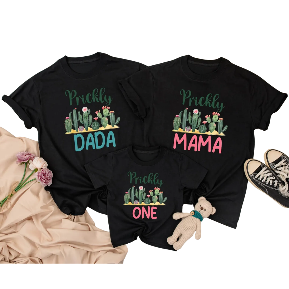 Prickly Cactus First Birthday Custom Family Matching T Shirt, Personalized Cactus 1st Birthday Family Shirts ET1194