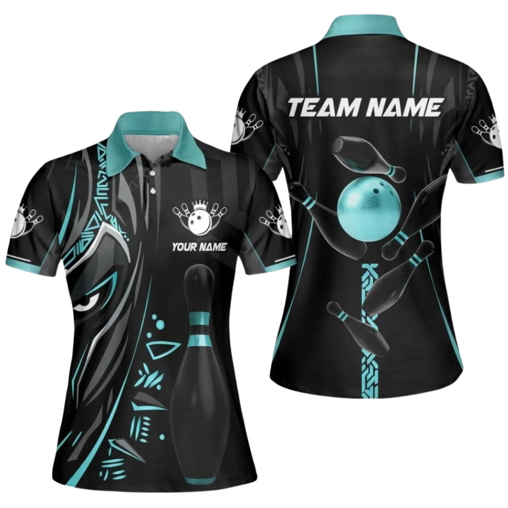 Custom Panther Tribal Women's Bowling Polo Shirt, Custom Tribal Bowling Team Shirt Ladies BZ0925