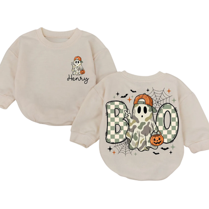 Ghost Camo Custom Halloween Baby Boy Romper Sweatshirt, Custom Baby Romper Sweatshirt For Halloween BB0704