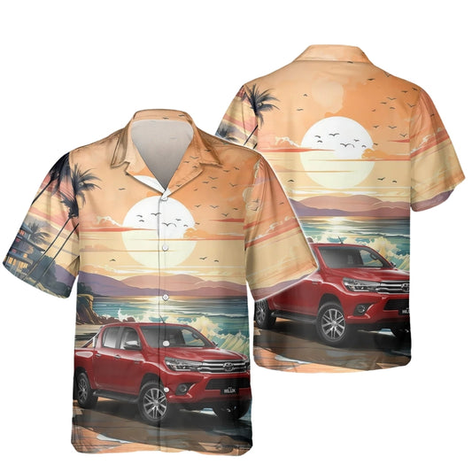 Custom Car Photo Sunset Hawaiian Shirt For Men, Custom Car Hawaiian Shirt HE0489