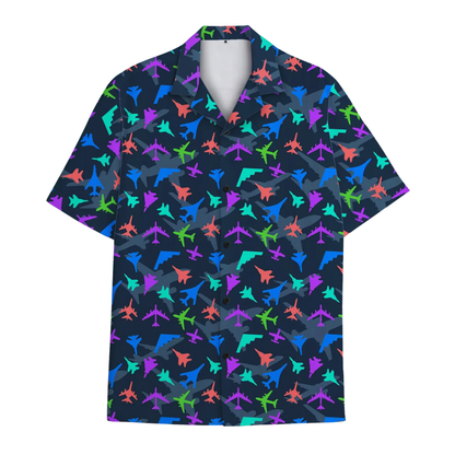 Neon Colorful Aircraft Hawaiian Shirt For Men, Airplane Hawaiian Shirt HE0467