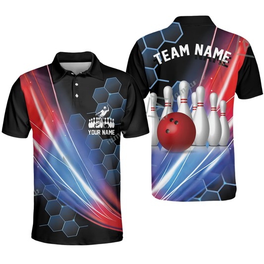 Custom Team Honeycomb Bowling Polo Shirt For Men, Custom Bowling Shirts BZ0606