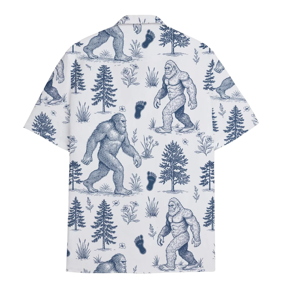 Tropical Bigfoot Toile de Jouy Hawaiian Shirt For Mens, Sasquatch Bigfoot Hawaiian Shirt HE0395