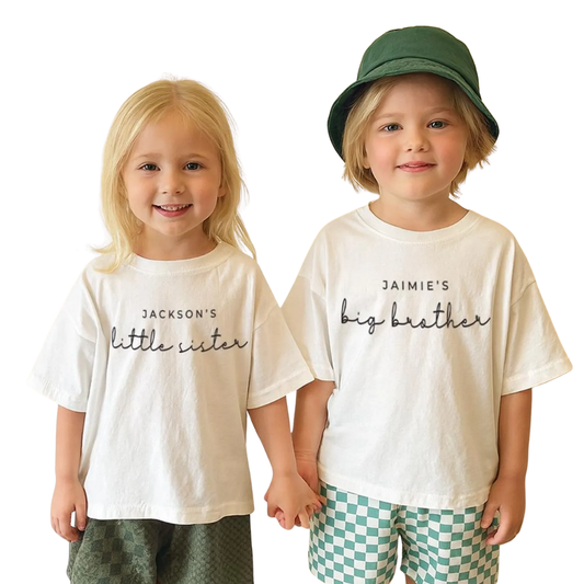 Custom Name Big Brother Little Brother Matching Sibling T Shirt, Personalized Baby Reveal Sibling Shirt ET1264