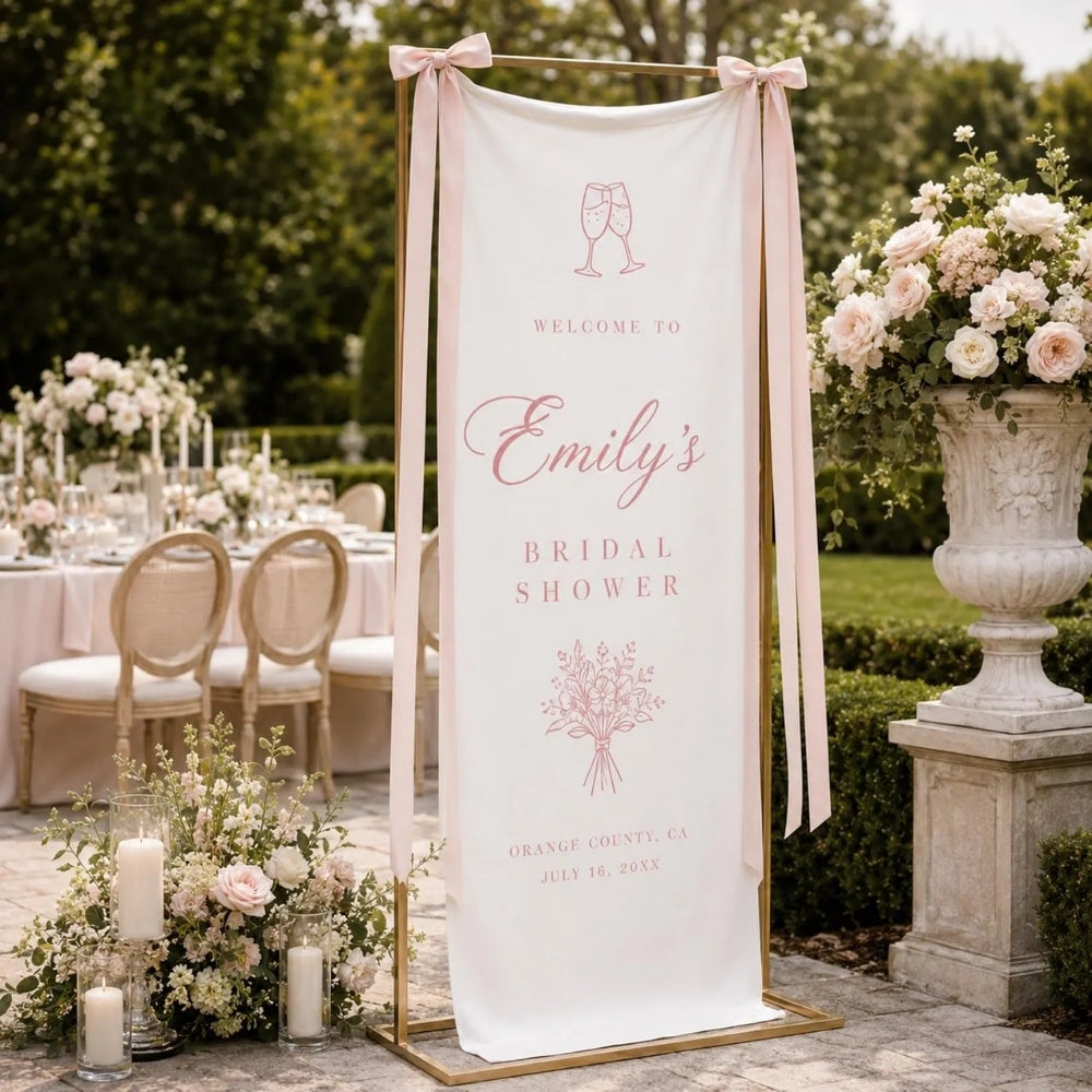 Personalized Bridal Shower Fabric Welcome Sign, Custom Bridal Party Banner WD0402