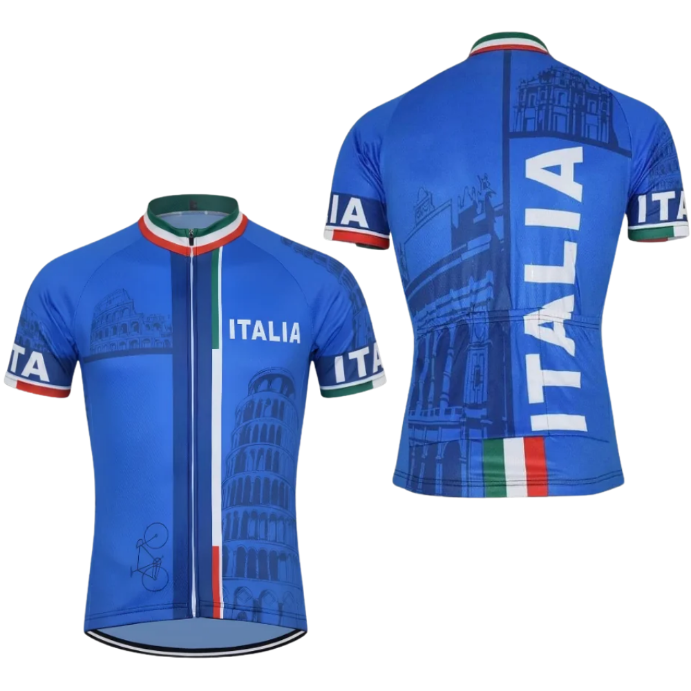 Men's Blue Itali Cycling Short Sleeve Jersey, Itali Cycling Jersey CG0835