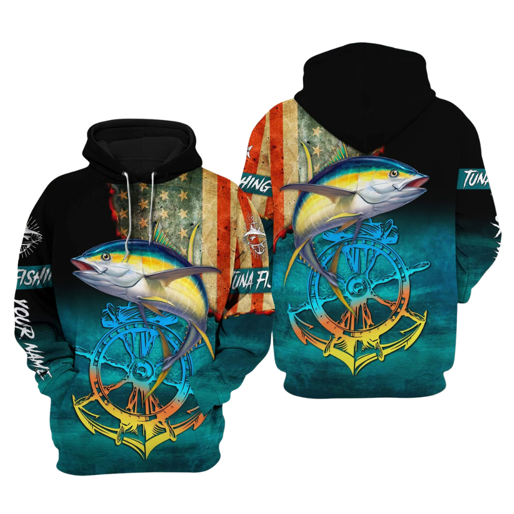 Custom Tuna Fishing 3D Hoodie With Name, Personalized Fishing Lover Hoodie 2D1194