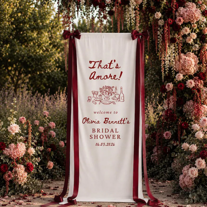 That's Amore Personalized Italian Bridal Shower Welcome Banner Fabric, Custom Italy Bridal Welcome Sign WD0486