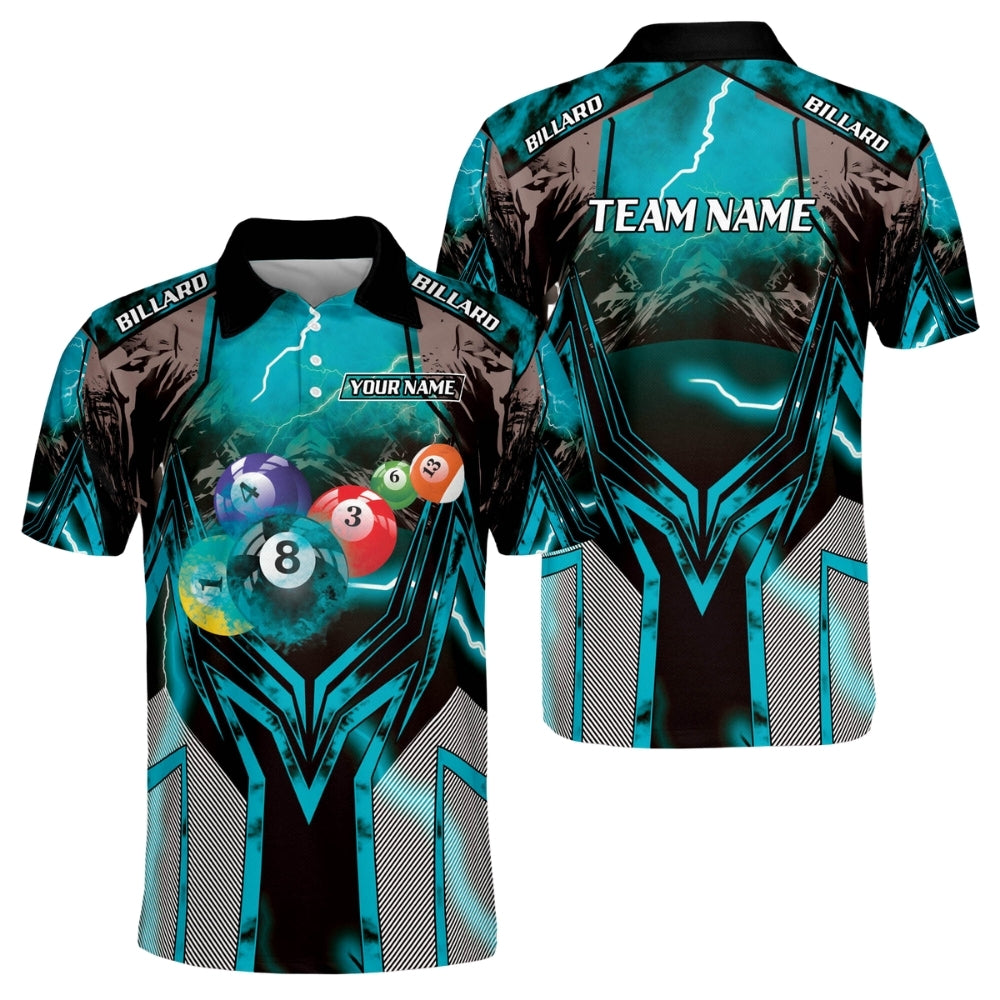 Custom Lighting Thunder Billiard Men Polo Shirts, Custom Pool Billiard Team Shirts BIZ0158