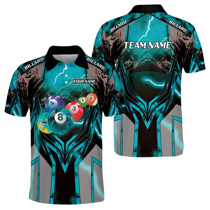 Custom Lighting Thunder Billiard Men Polo Shirts, Custom Pool Billiard Team Shirts BIZ0158