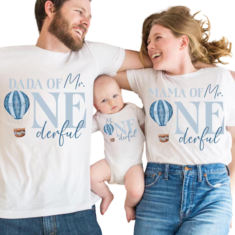Customized Mr One Derful Matching First Birthday T Shirts For Family, Custom Matching Family 1st Birthday Shirts ET0066