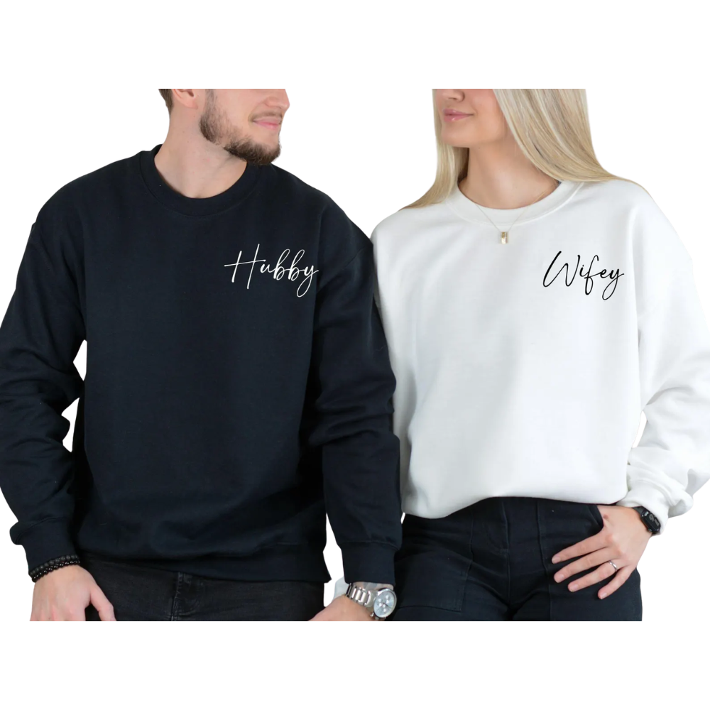 Just Married Personalized Matching Couple Hoodies, Custom Wifey Husband Hoodies ET1479