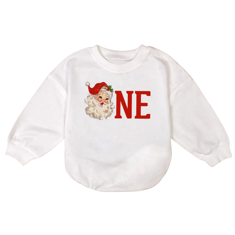 Santa First Birthday Baby Romper Sweatshirt, 1st Birthday Baby Romper Sweatshirt For Christmas BB0028