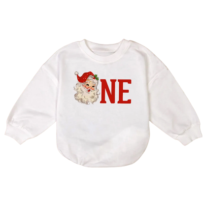 Santa First Birthday Baby Romper Sweatshirt, 1st Birthday Baby Romper Sweatshirt For Christmas BB0028