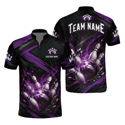 Custom Team Black And Red Bowling Jersey Shirts Mens, Custom Bowling Shirts BM0354