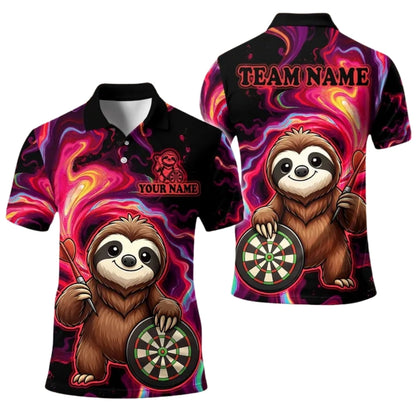 Custom Funny Solth Dartboard Darts Polo Shirt For Men, Custom Sloth Darts Team Shirts DE0075