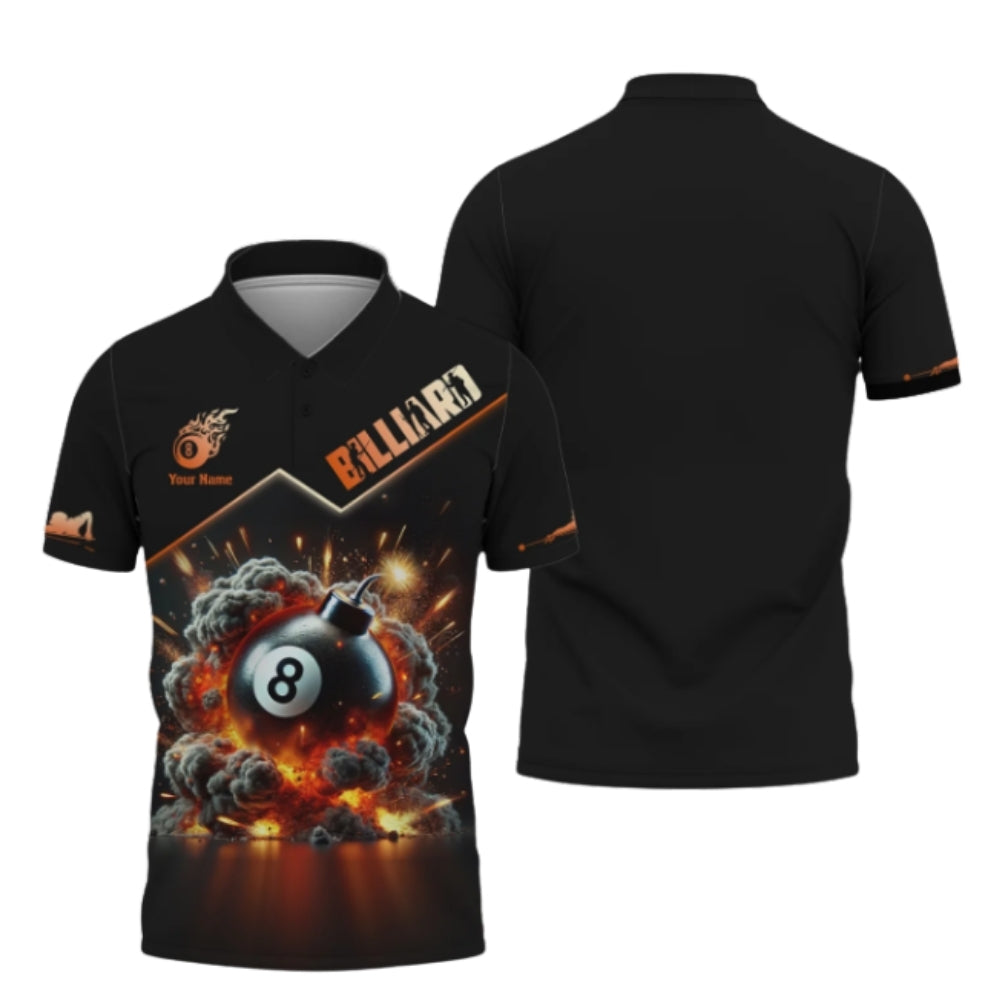 Custom 8 Ball Billiard Polo Shirt For Men, Custom 8 Ball Billiard Shirts BIZ0291