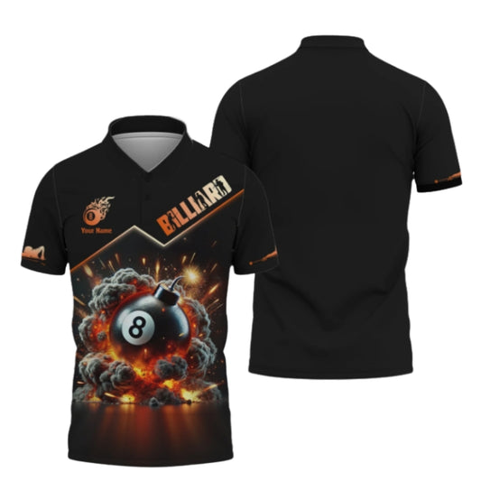 Custom 8 Ball Billiard Polo Shirt For Men, Custom 8 Ball Billiard Shirts BIZ0291
