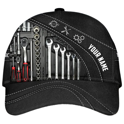 Custom Mechanical Tools Baseball Cap 3D Printed, Personalized Mechanic Hat With Name CP0546
