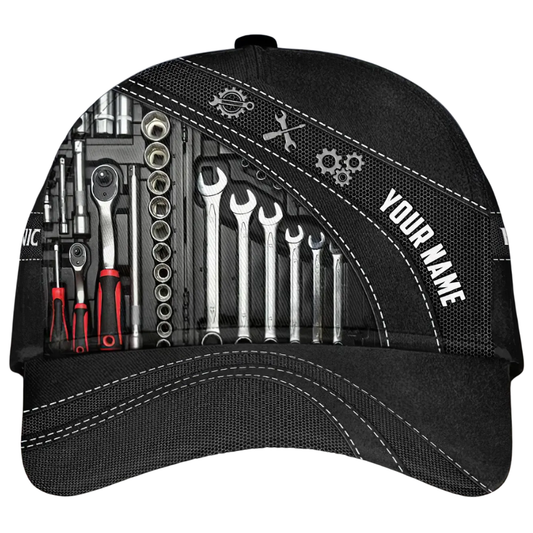 Custom Mechanical Tools Baseball Cap 3D Printed, Personalized Mechanic Hat With Name CP0546
