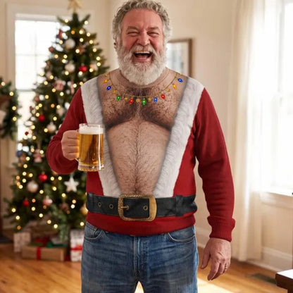 Funny Belly Abs Santa Sweatshirt For Men, Christmas Funny Sweatshirt 2D1048