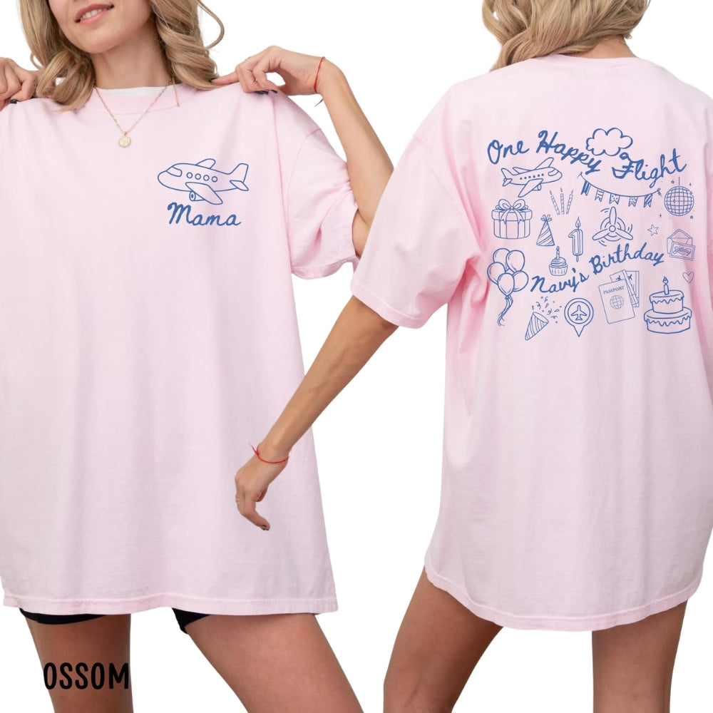 One Happy Flight Custom First Birthday Matching Family T Shirts, Airplane Family Matching Shirts For 1st Birthday ET0470