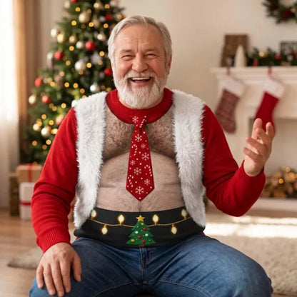 Funny Belly Abs Santa Sweatshirt For Men, Christmas Funny Sweatshirt 2D1048