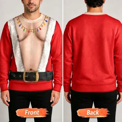 Funny Belly Abs Santa Sweatshirt For Men, Christmas Funny Sweatshirt 2D1048
