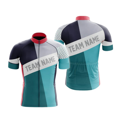 Custom Team Cyan White Cycling Short Sleeve Jersey Men, Custom Cycling Jerseys For Team CG0515