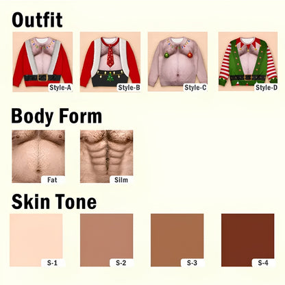 Funny Belly Abs Santa Sweatshirt For Men, Christmas Funny Sweatshirt 2D1048