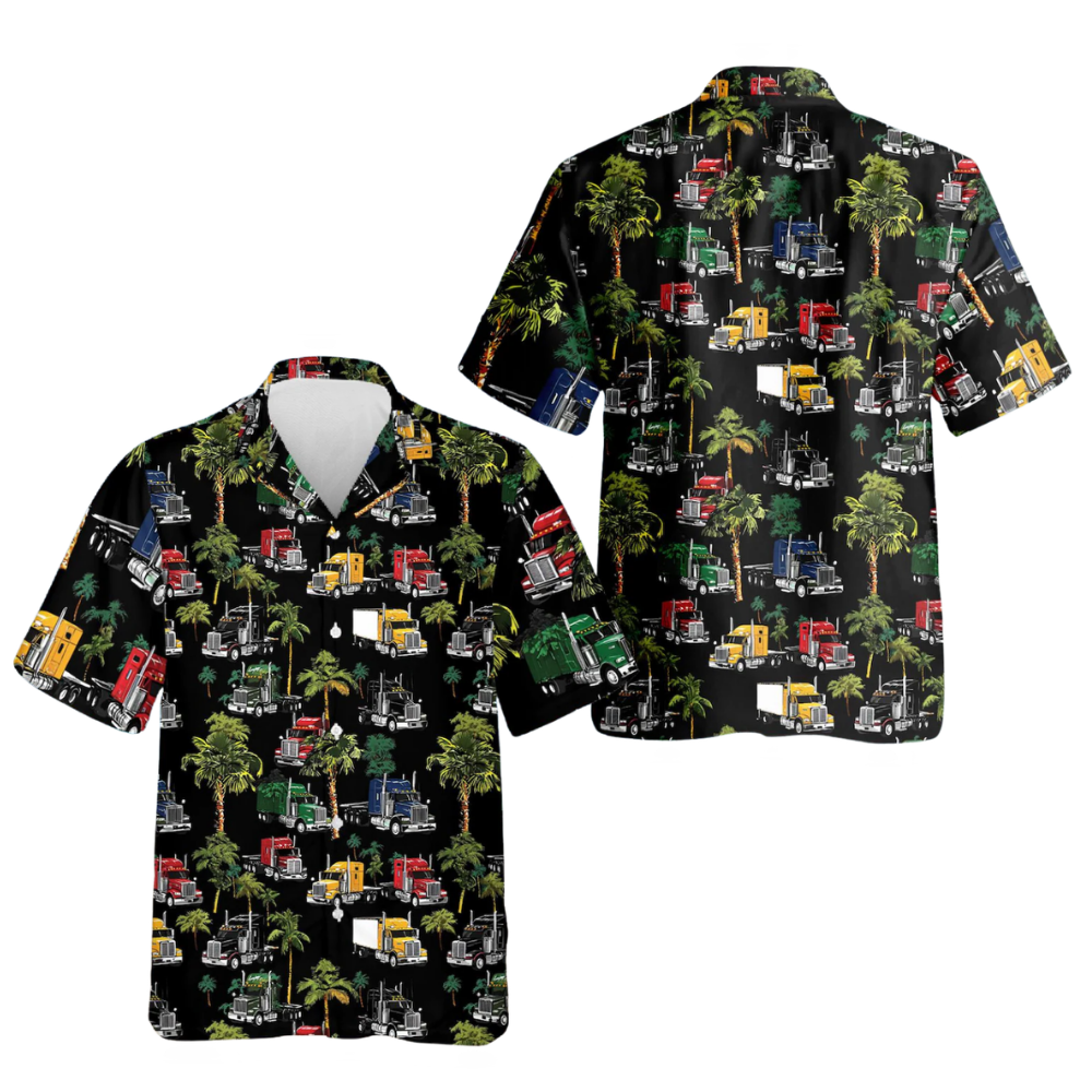 Semi Truck Tropical Hawaiian Shirt For Men, Truck Hawaiian Shirt For Truck Driver HE0791