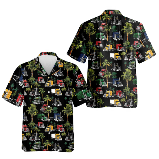 Semi Truck Tropical Hawaiian Shirt For Men, Truck Hawaiian Shirt For Truck Driver HE0791