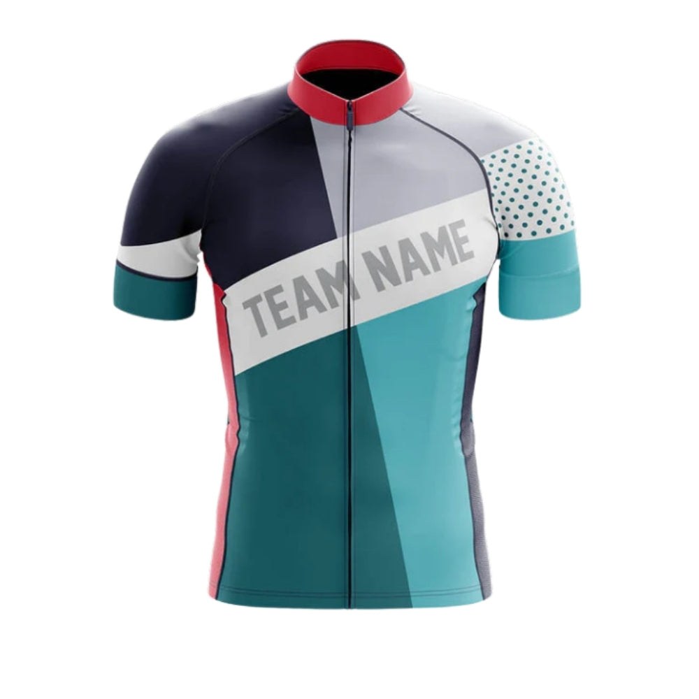 Custom Team Cyan White Cycling Short Sleeve Jersey Men, Custom Cycling Jerseys For Team CG0515