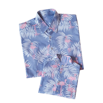 Dad And Son Flamingo Matching Hawaiian Shirts, Tropical Flamingo Family Hawaiian Shirts ET0903